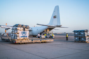 The United Arab Emirates responds to the UNHCR appeal and funds airlifts of emergency humanitarian relief for Mediterranean sea arrivals in Greece